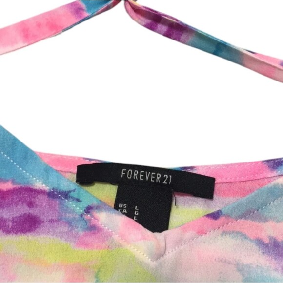 Tank Top Watercolor Colorful Chiffon Twisted Racer back Sheer Not See Th… - Picture 10 of 14